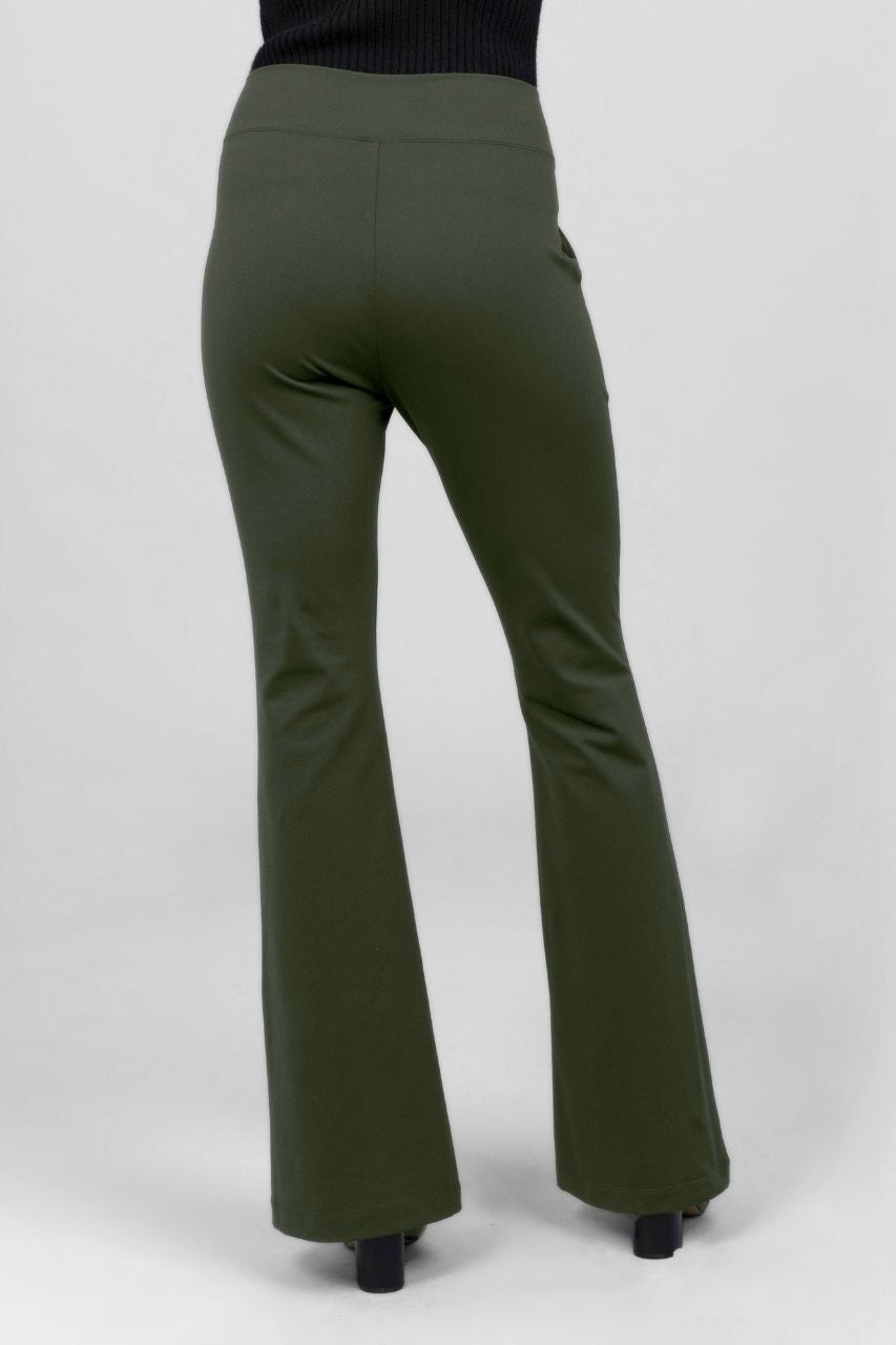 VICTORIA HIGH WAIST FLARE PANT: LODEN