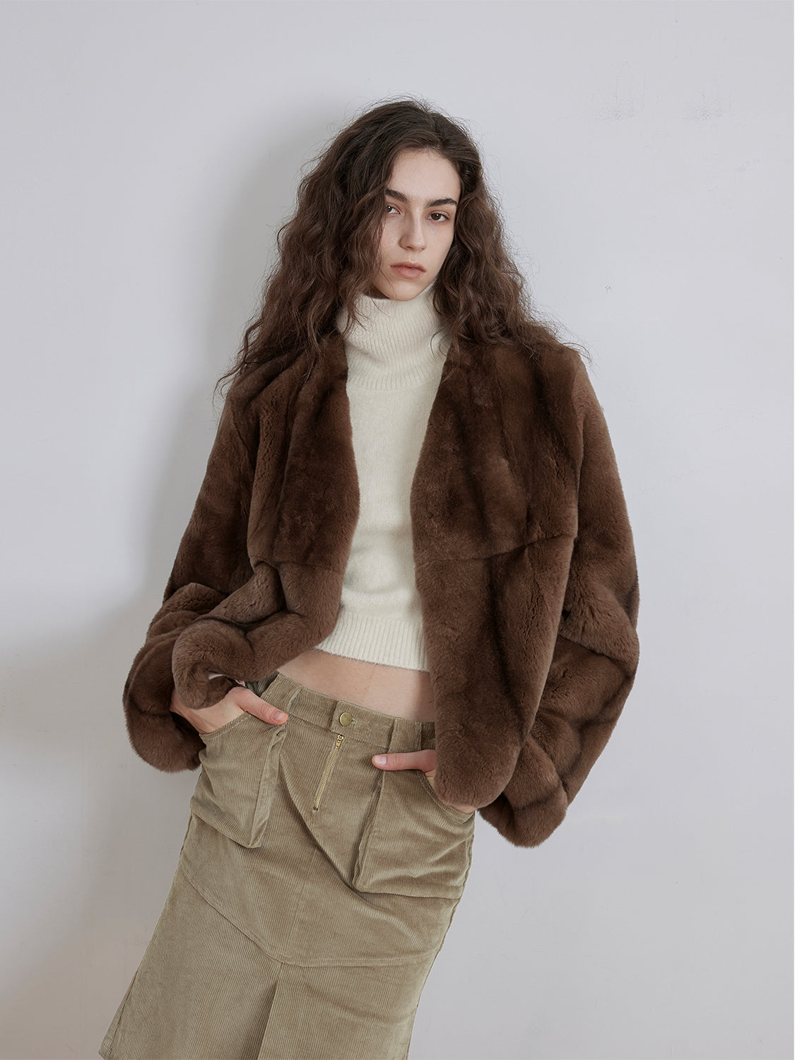 Margaret Mid-Century Style Rex Rabbit Coat
