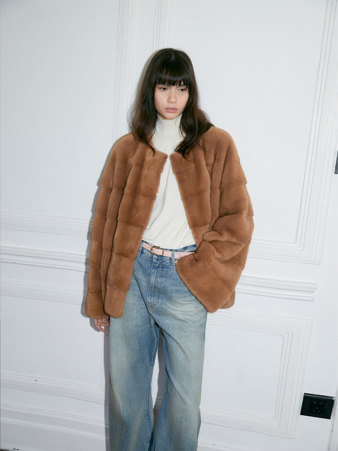 Vintage Clock Velvet Mink Fur Coat
