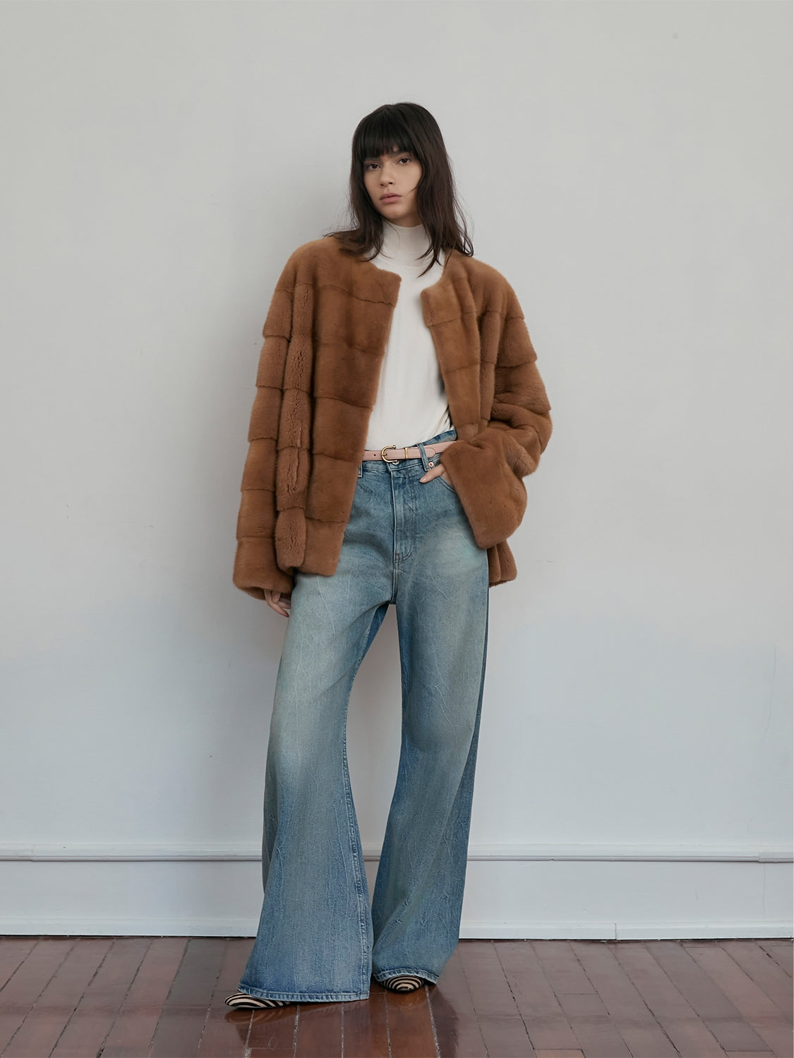 Vintage Clock Velvet Mink Fur Coat