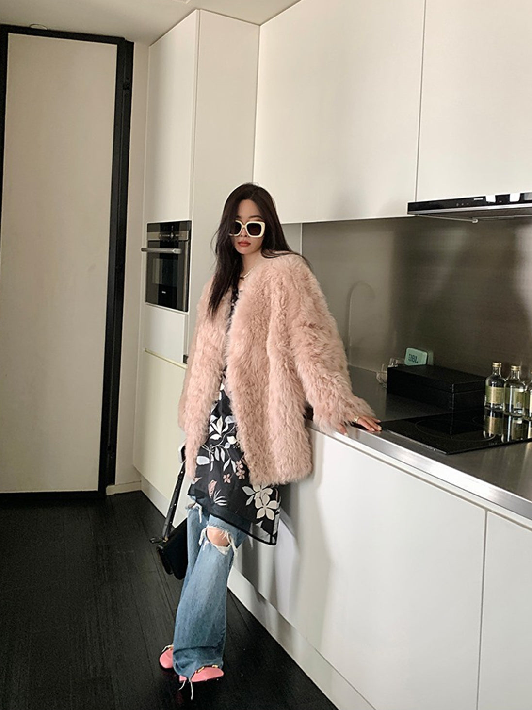 Peach Oolong Tuscan Sheepskin Coat