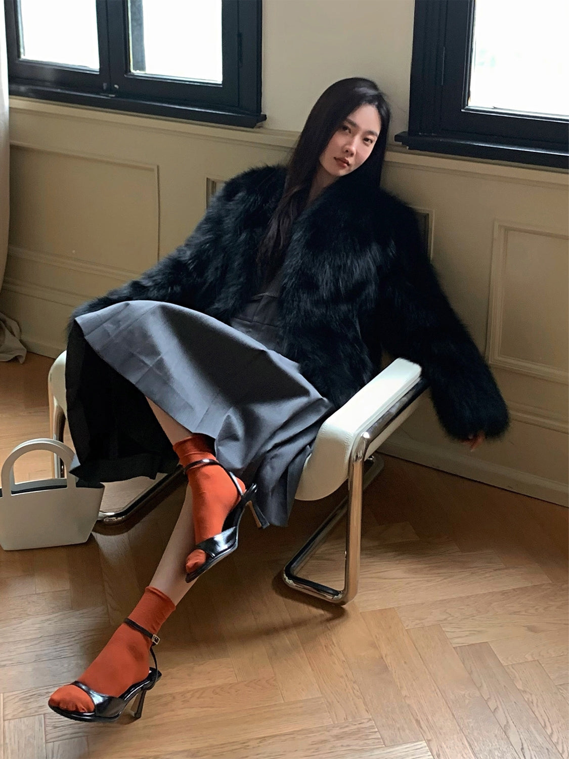 Black Sugar Champagne Fox Fur Coat
