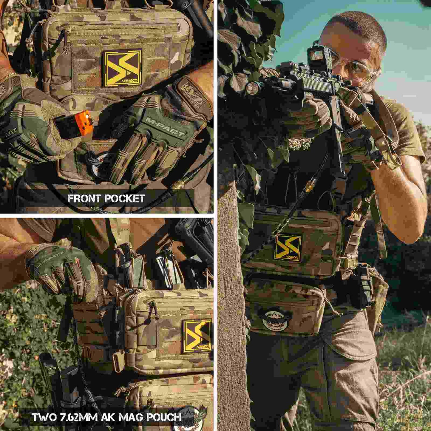 Votagoo Tactical Chest Rig,Molle Modular Micro Fight Chest Rigs Adjustable&Detachable with 5.56/7.62 Magazine Pouch