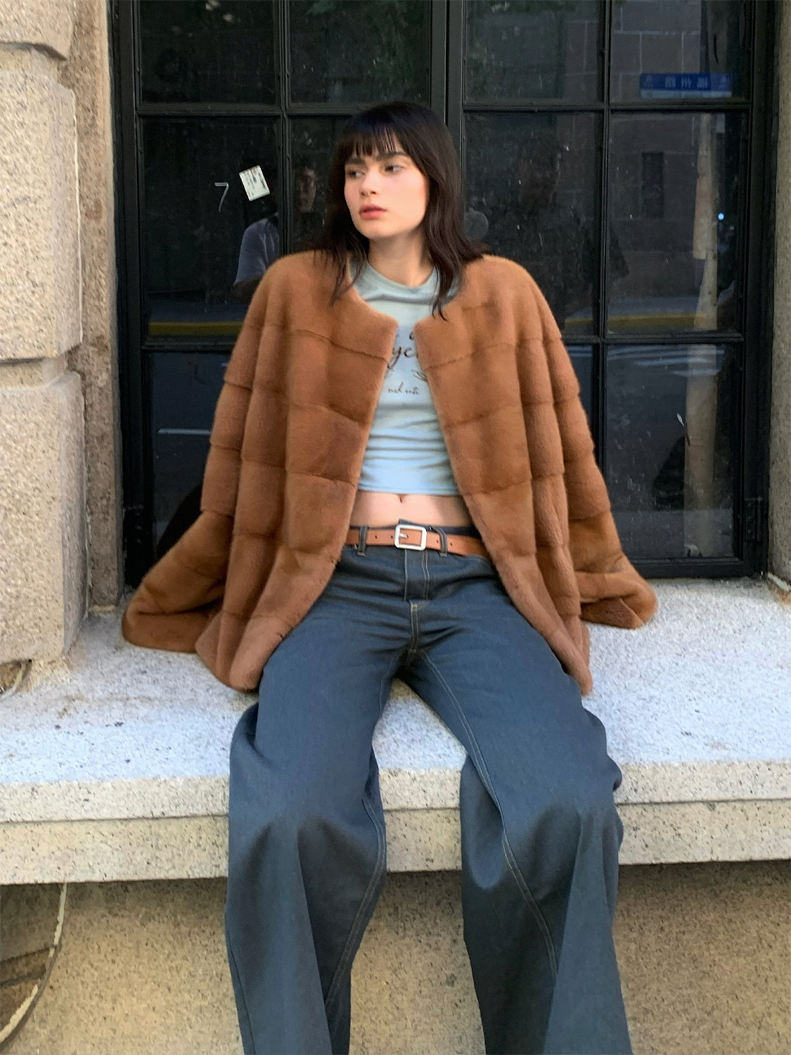 Vintage Clock Velvet Mink Fur Coat