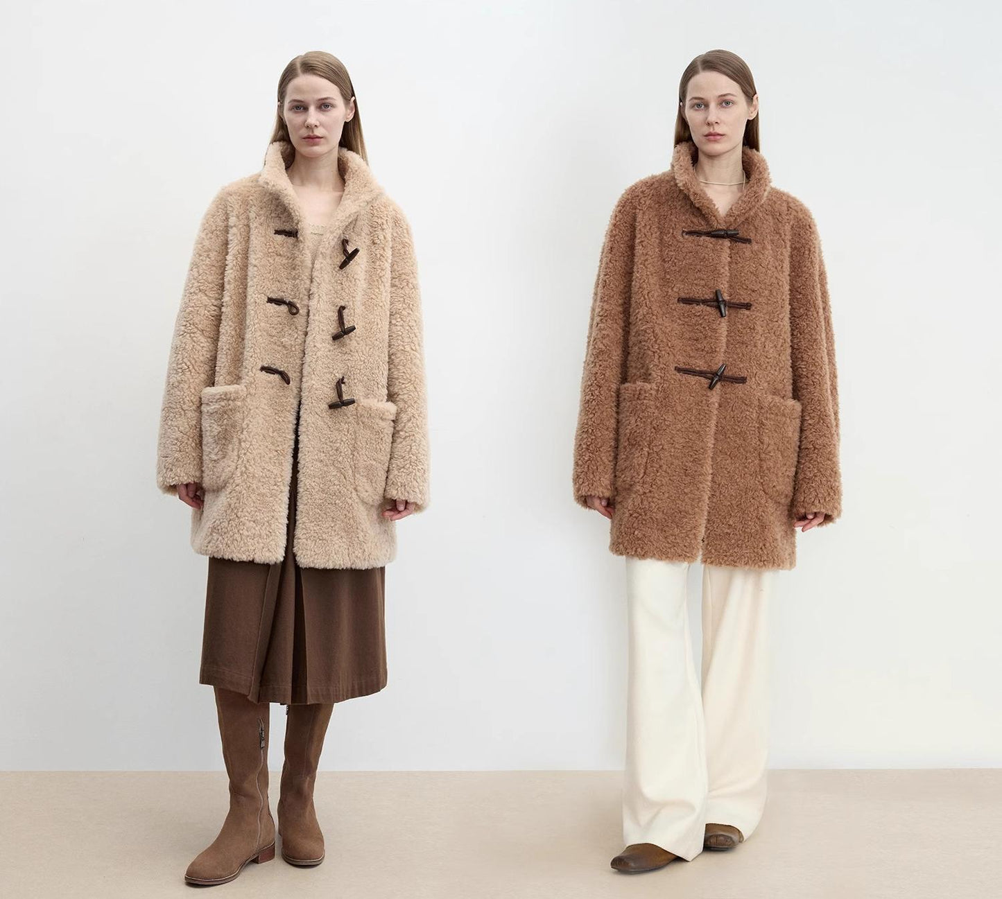 Light and Wandering Curly Shearling Coat