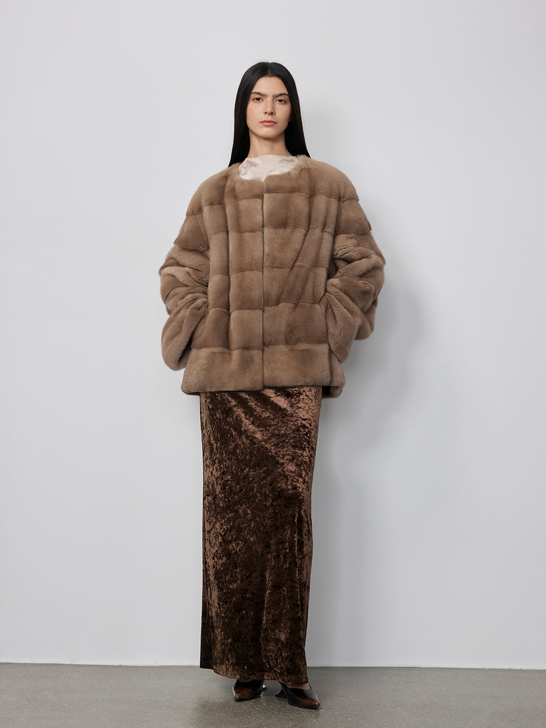 Vintage Clock Velvet Mink Fur Coat