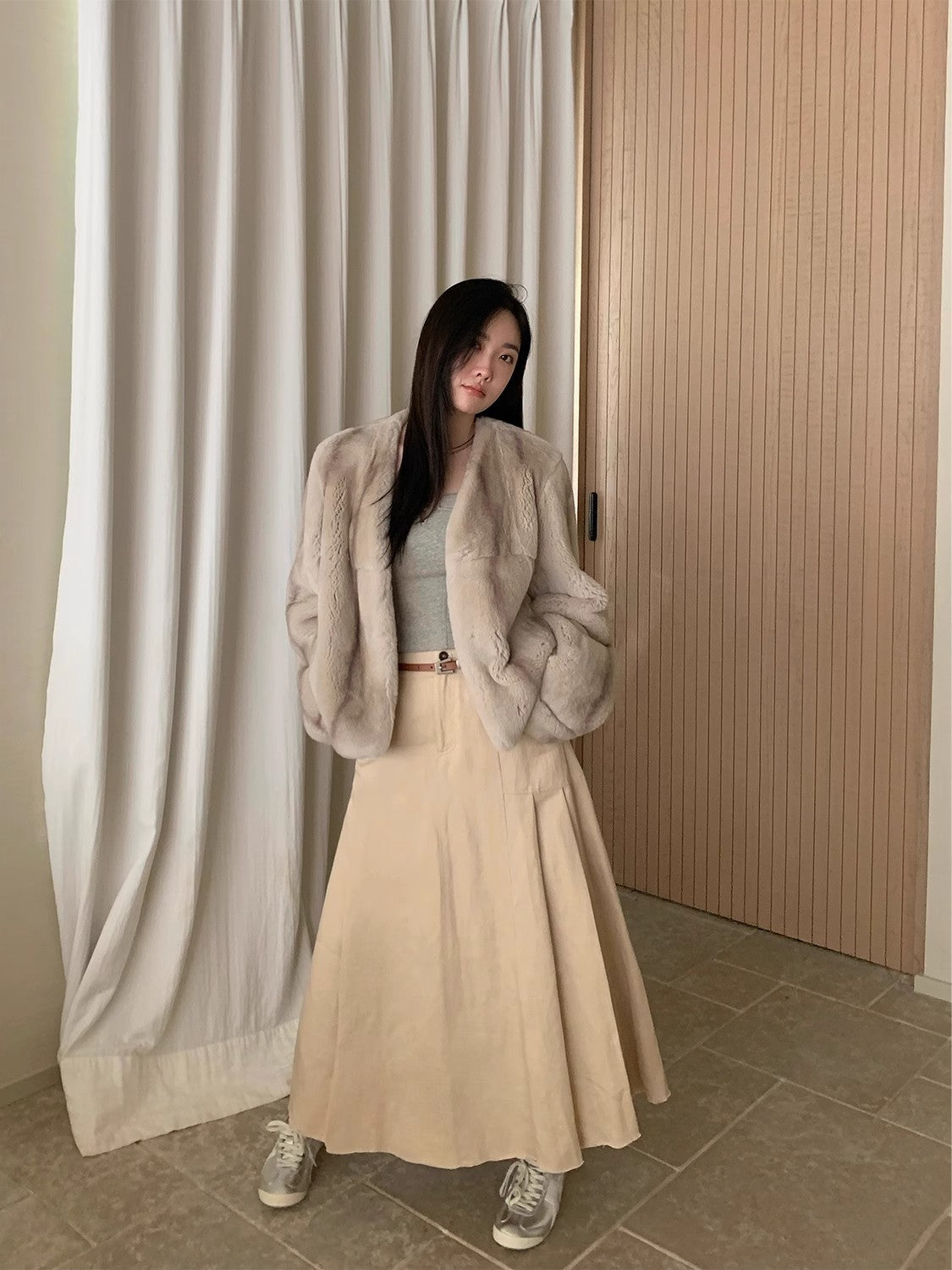 Margaret Mid-Century Style Rex Rabbit Coat