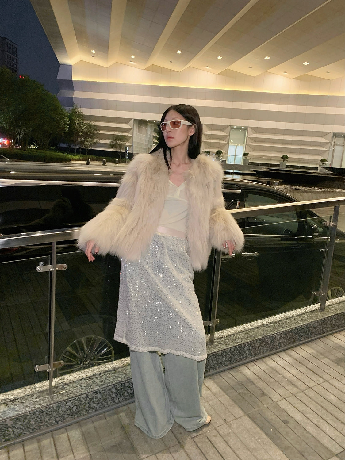 Reed Flower Fox Fur Coat