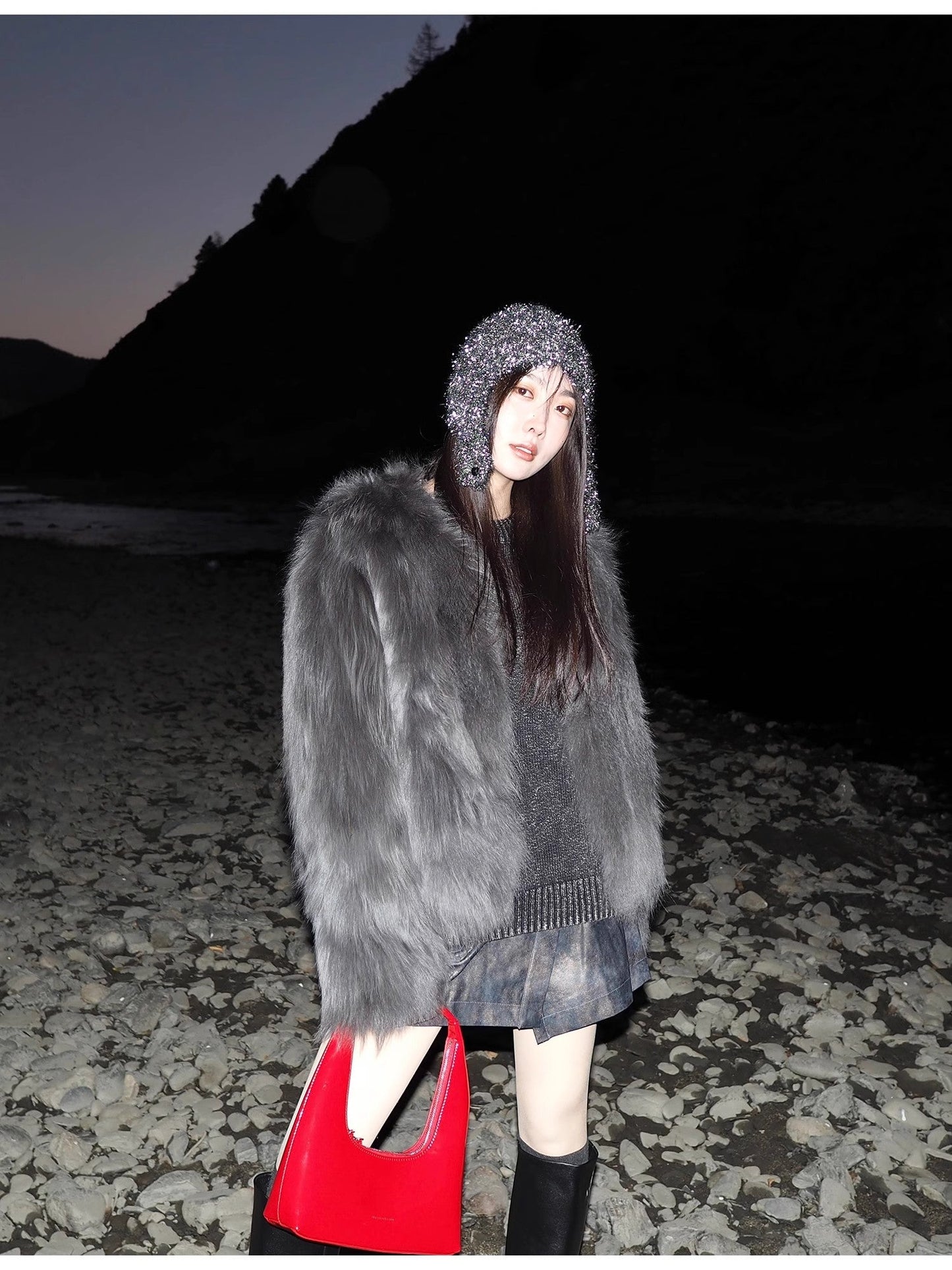 Reed Flower Fox Fur Coat