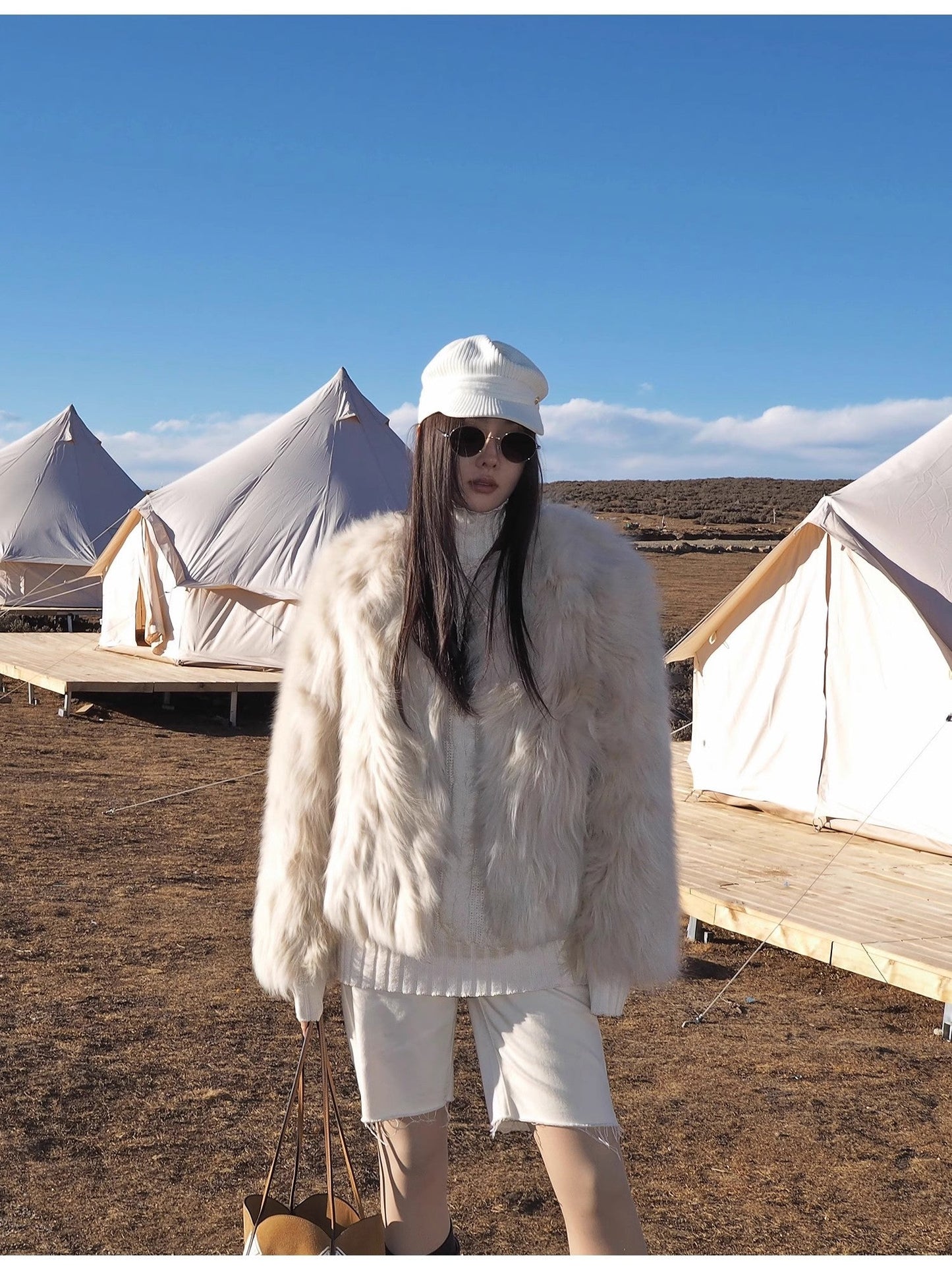 Reed Flower Fox Fur Coat