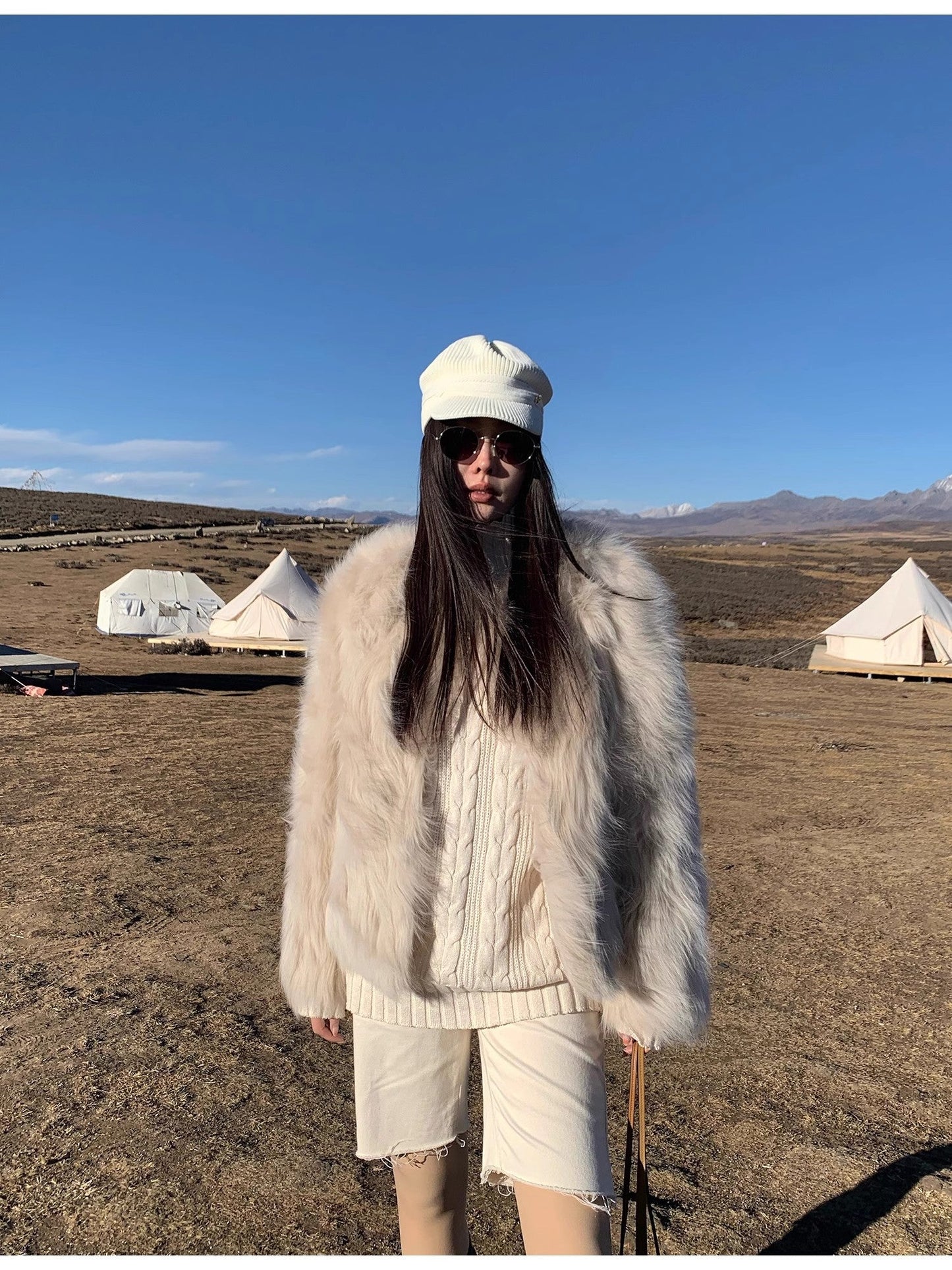 Reed Flower Fox Fur Coat