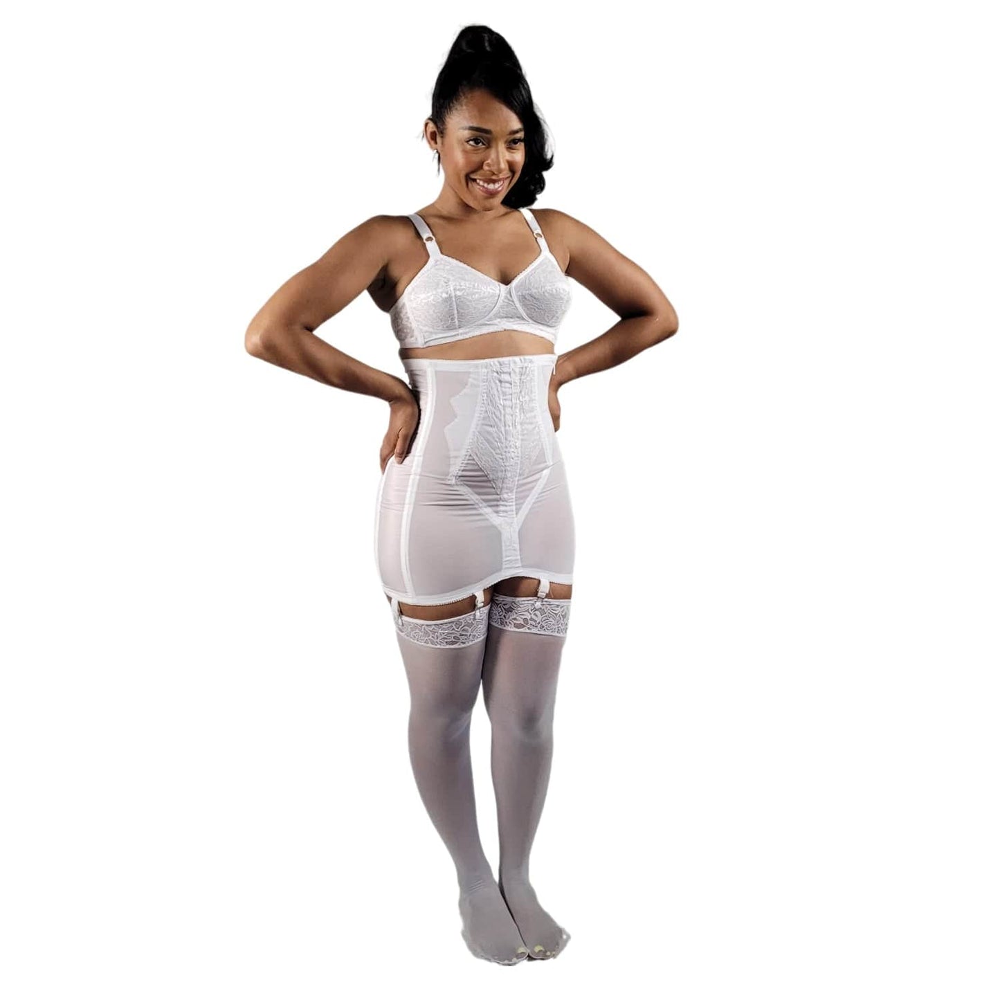 Style 1294 | High Waist Open Bottom Girdle | Extra Firm Shaping | Side Zipper + Hook Closure