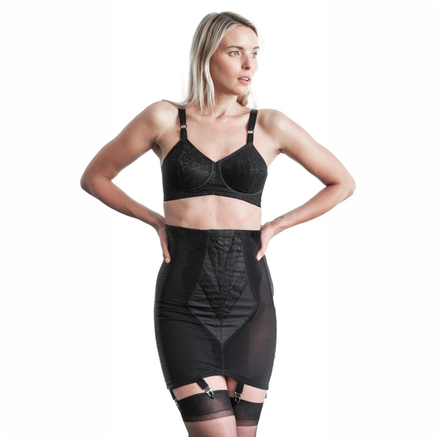 Style 1294 | High Waist Open Bottom Girdle | Extra Firm Shaping | Side Zipper + Hook Closure