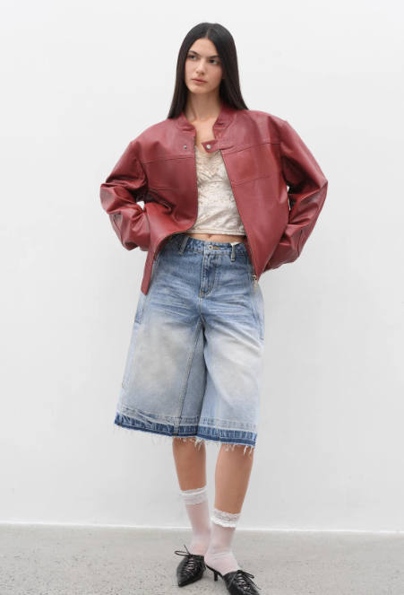Caramel Mountain Retro Sheepskin Motorcycle Jacket