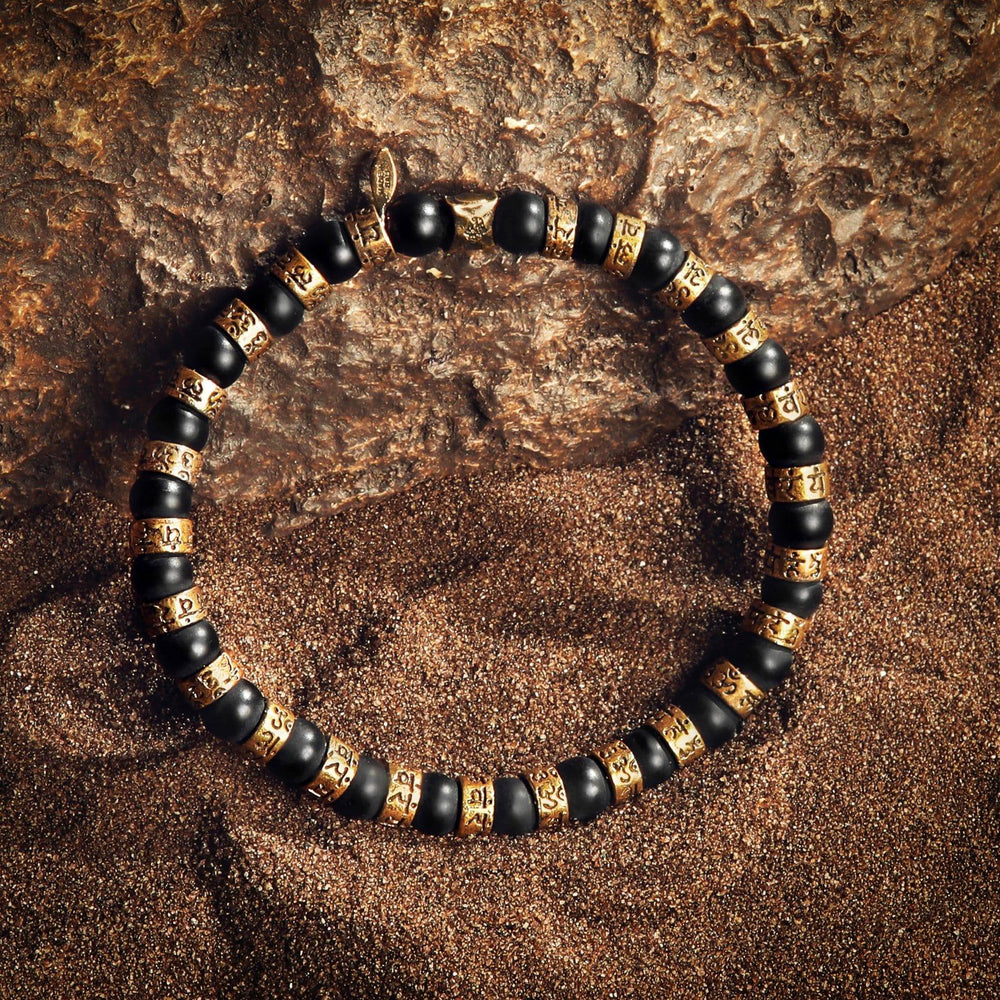 Conscious Awakening - Matte Onyx Mantra Barrel Bracelet