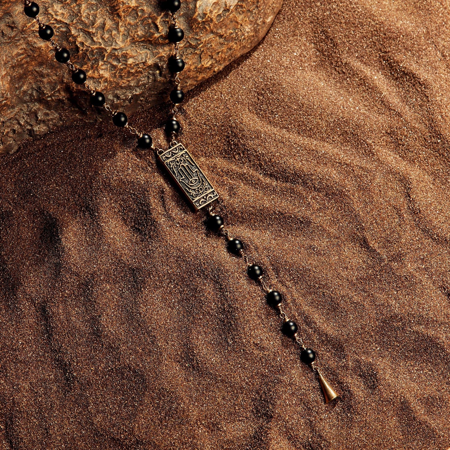 Balance & Faith - Onyx Rosary Necklace