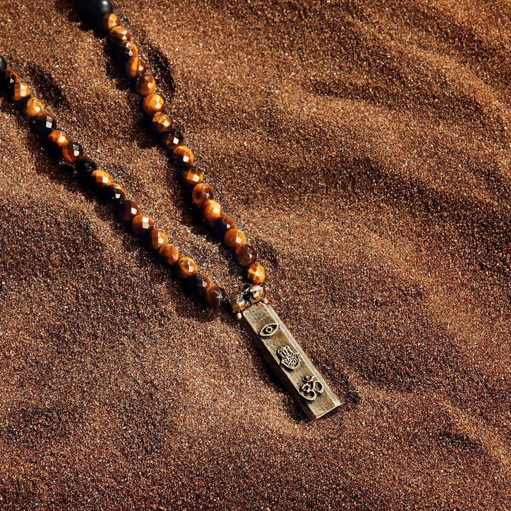 Fearless Spirit - 3 Symbol Tiger's Eye Onyx Necklace