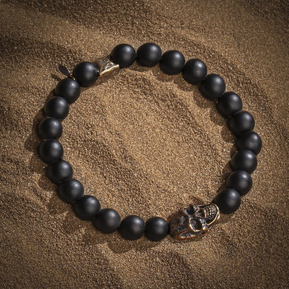 Celebrate Life - Matte Onyx Skull Charm Bracelet