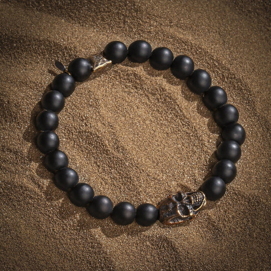 Celebrate Life - Matte Onyx Skull Charm Bracelet