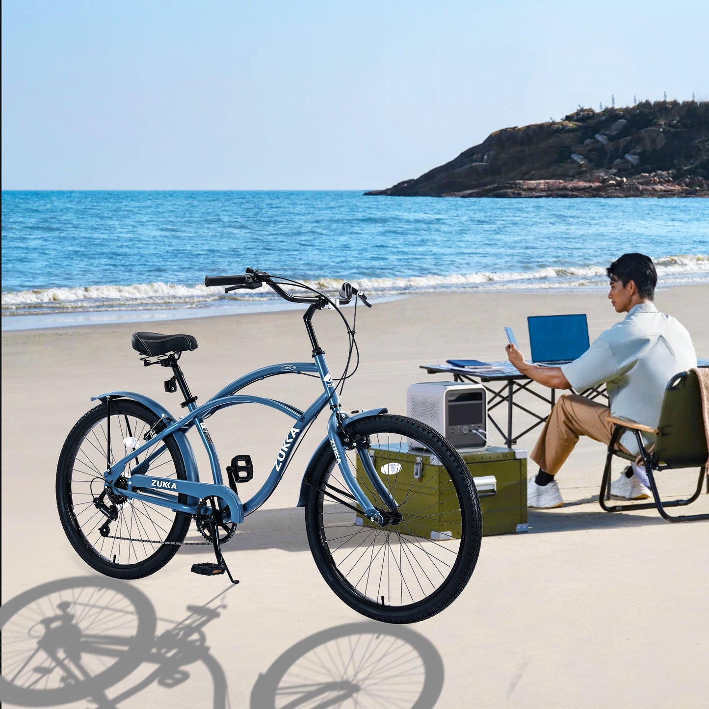7 Speed Bicycles, Multiple Colors 26'Inch Beach Cruiser Bike
