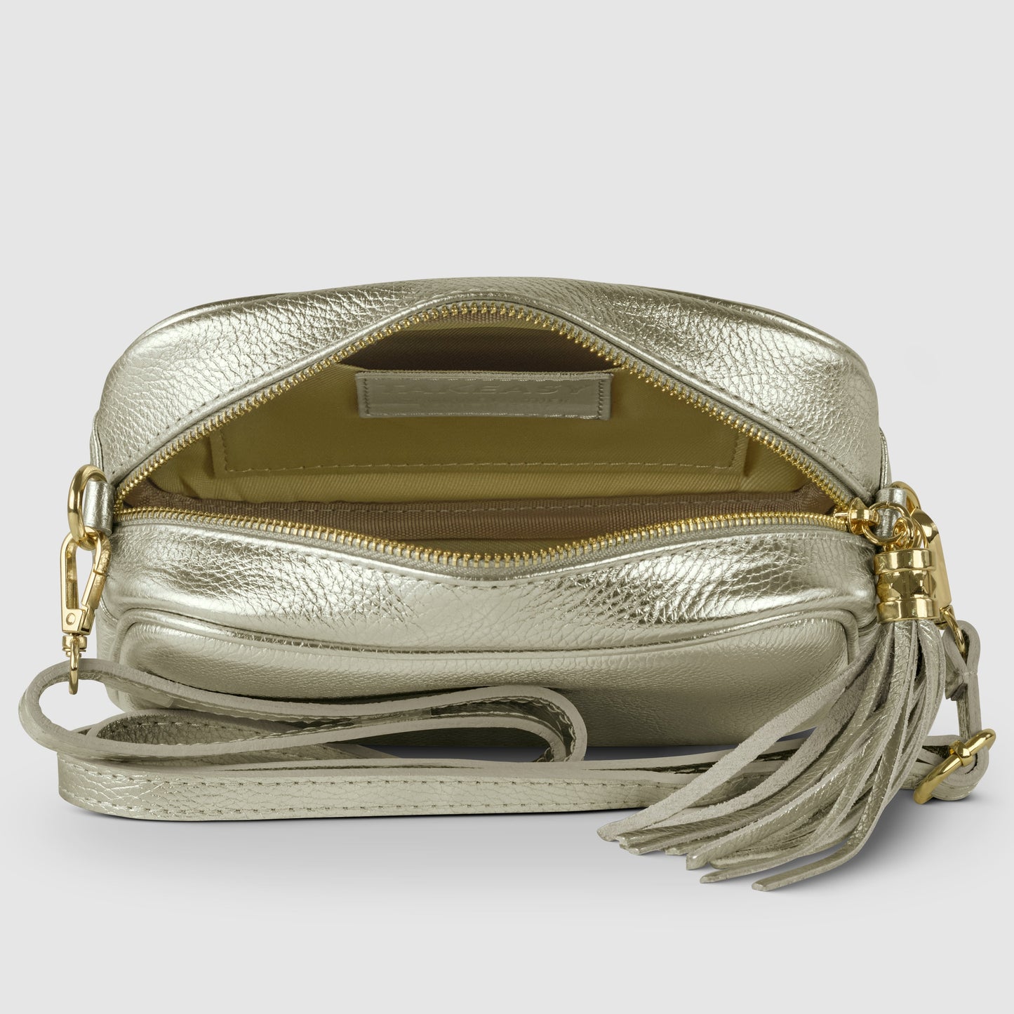 Metallic Calf Leather Crossbody Bag