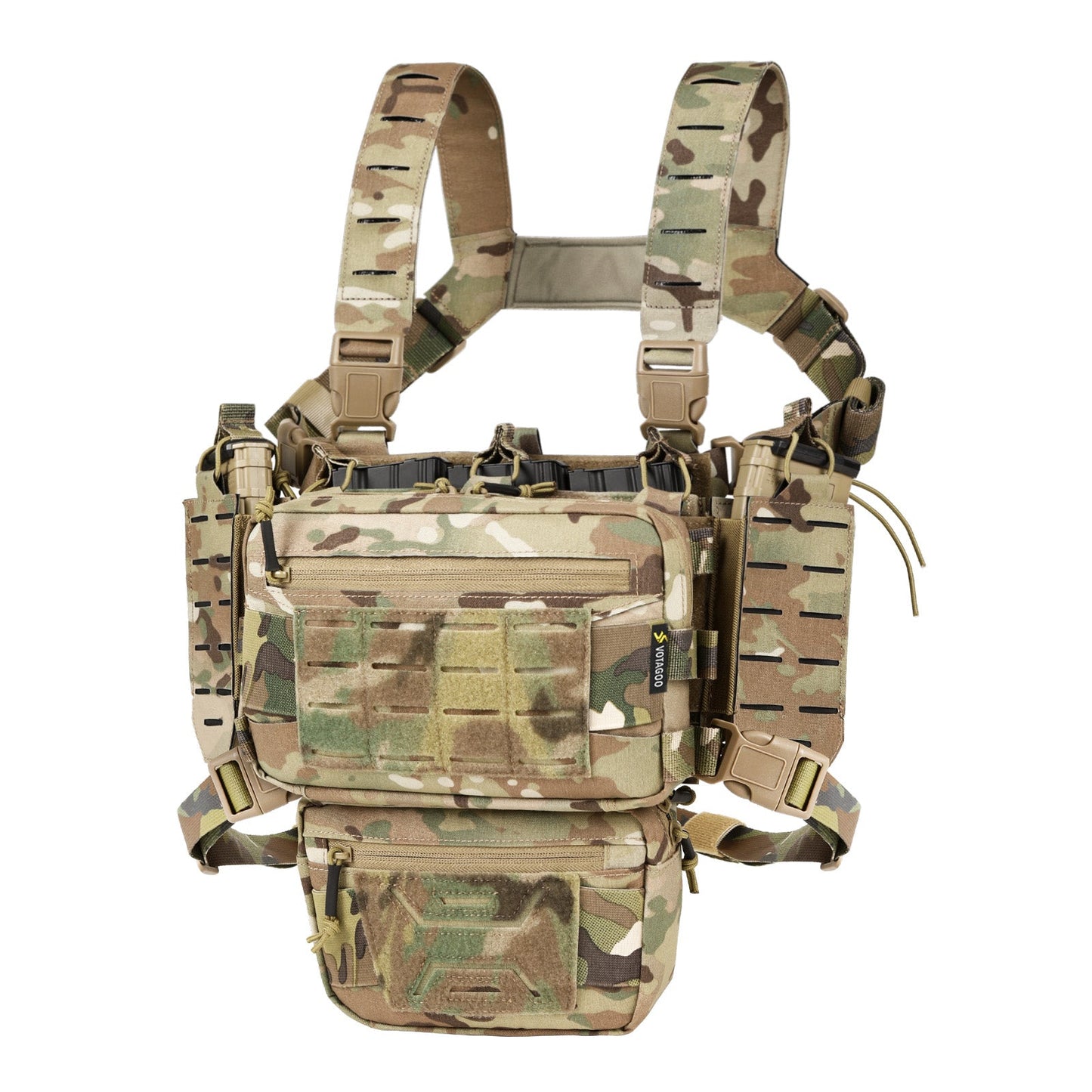 Votagoo Tactical Chest Rig,Molle Modular Micro Fight Chest Rigs Adjustable&Detachable with 5.56/7.62 Magazine Pouch