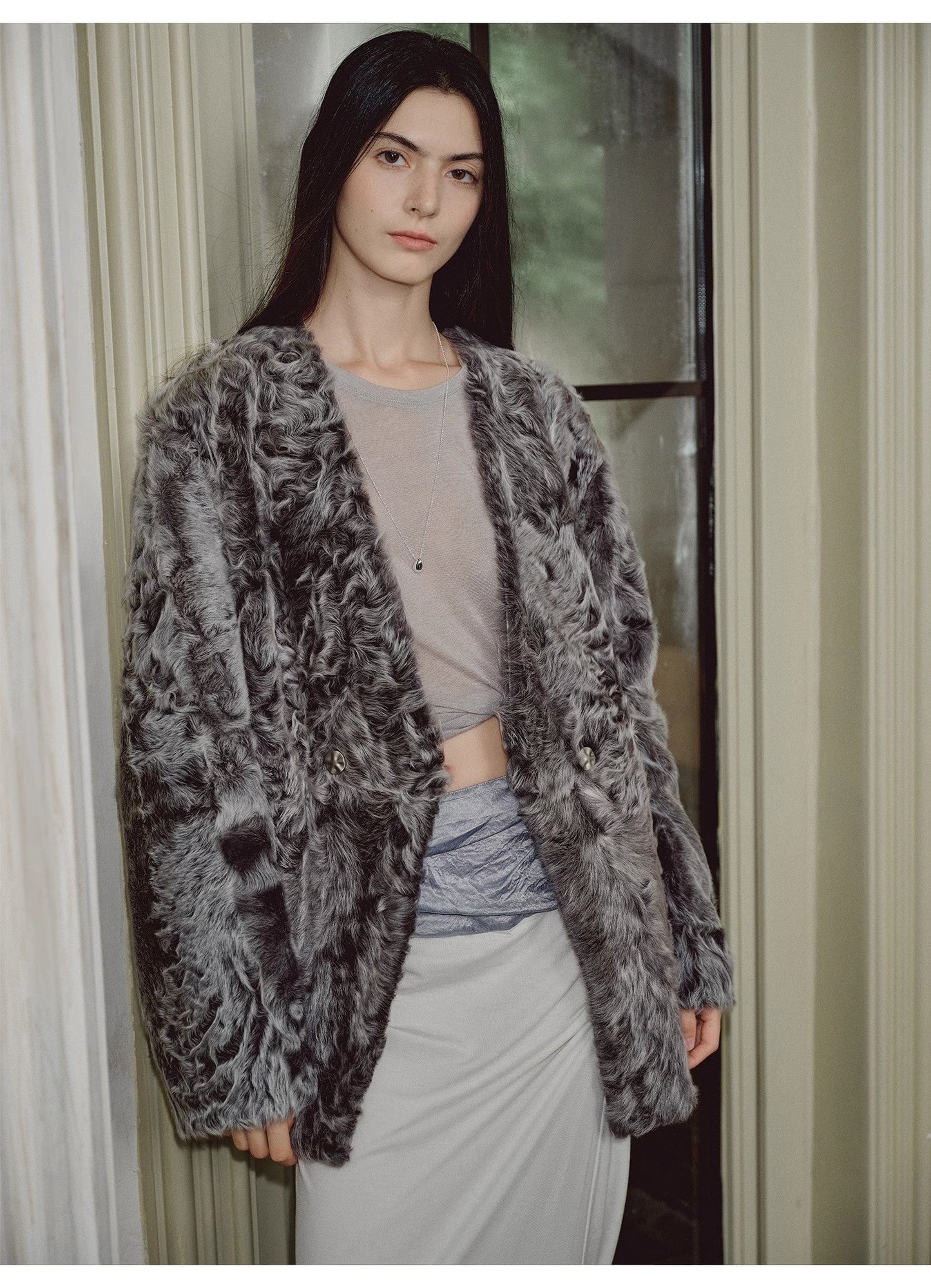 Blizzard Urban Luxury Two-Color Buff Lamb Coat