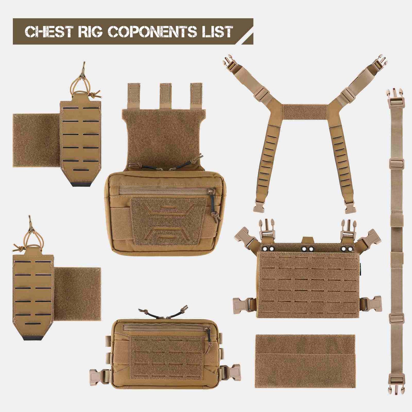 Votagoo Tactical Chest Rig,Molle Modular Micro Fight Chest Rigs Adjustable&Detachable with 5.56/7.62 Magazine Pouch