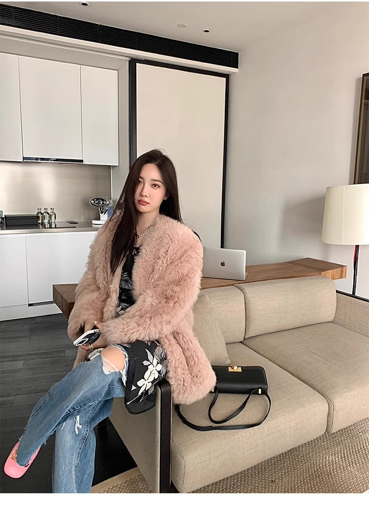 Peach Oolong Tuscan Sheepskin Coat