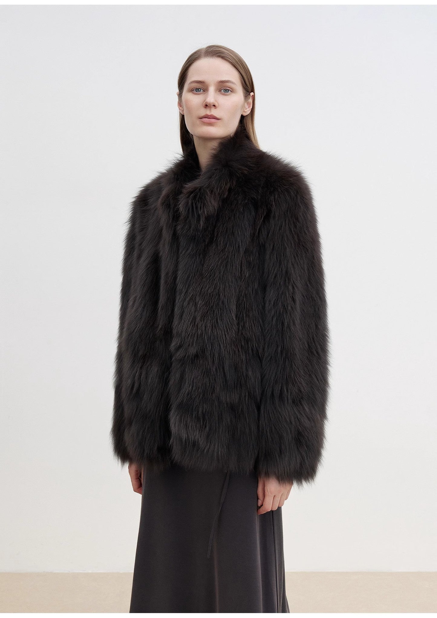 "Long Nocturne" Imported Fox Fur Retro Short Coat