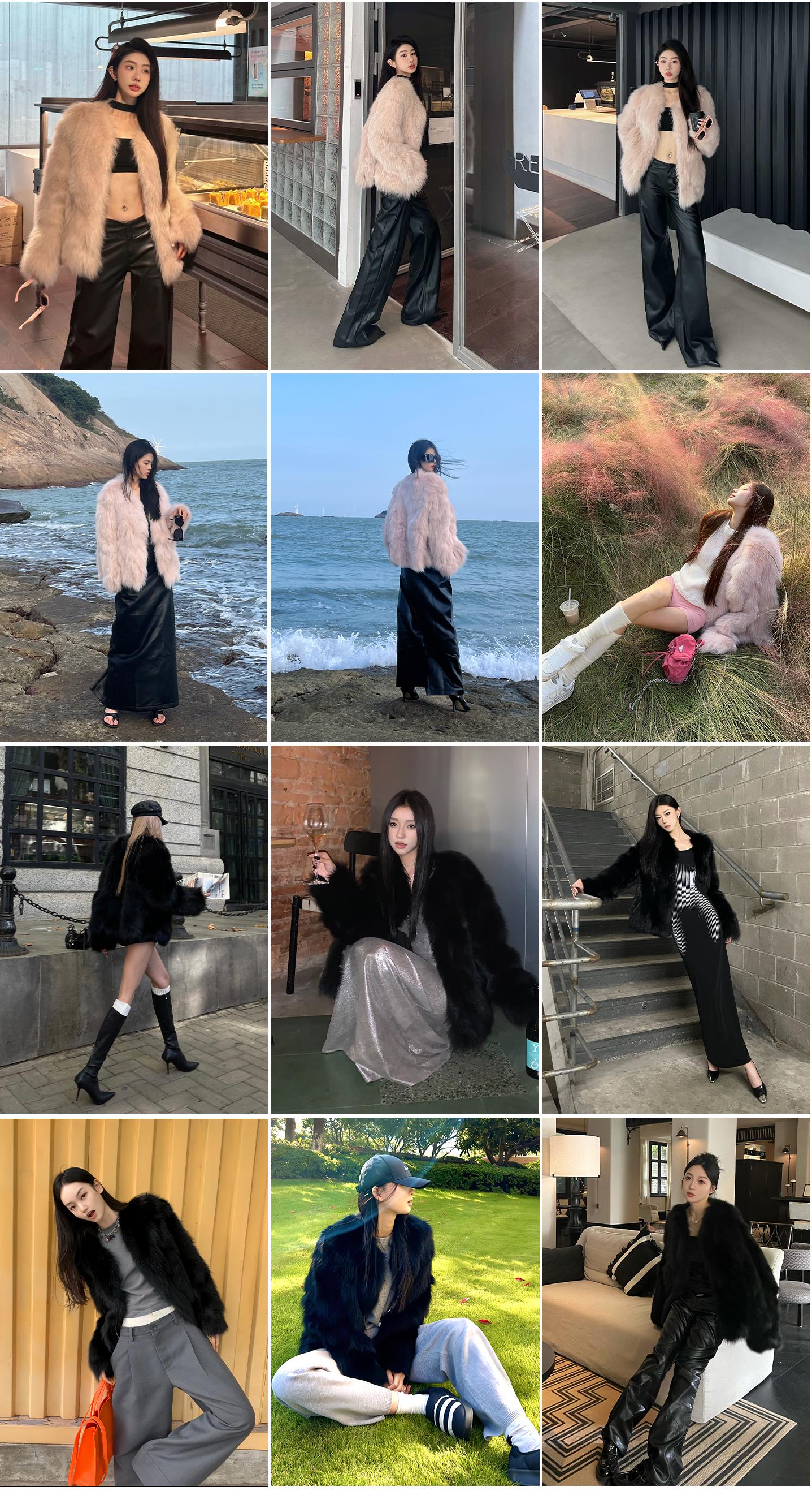 Black Sugar Champagne Fox Fur Coat
