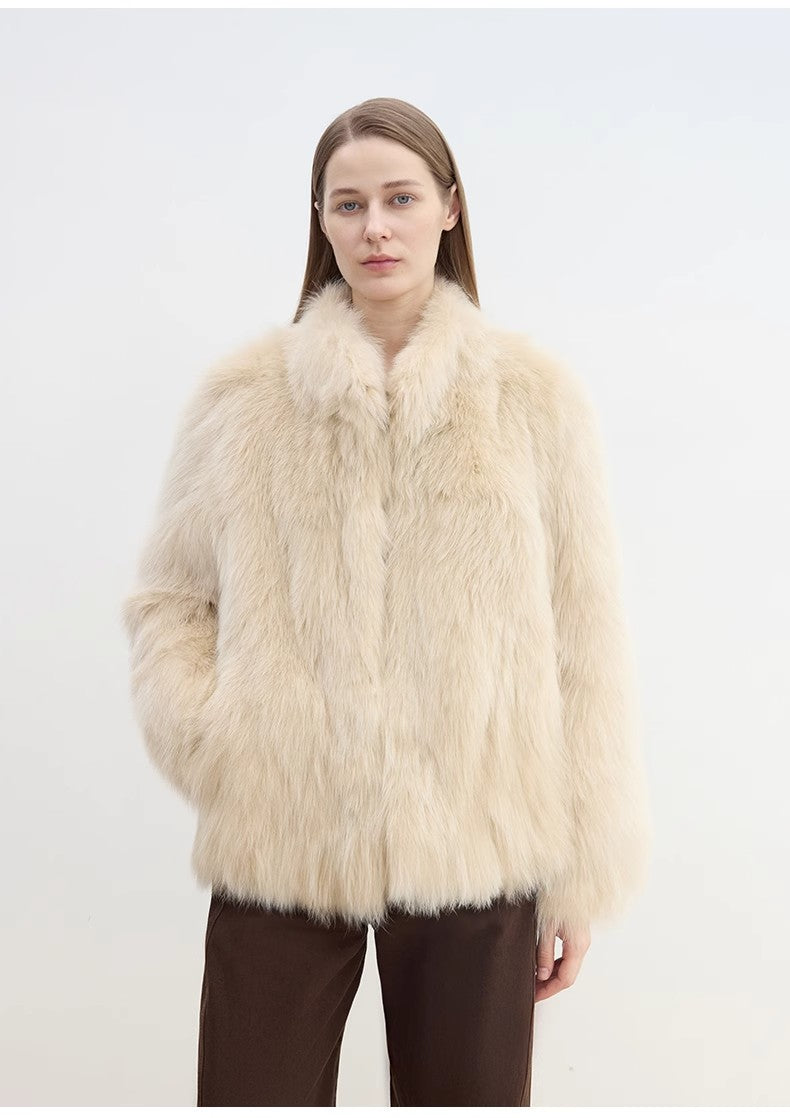 "Long Nocturne" Imported Fox Fur Retro Short Coat