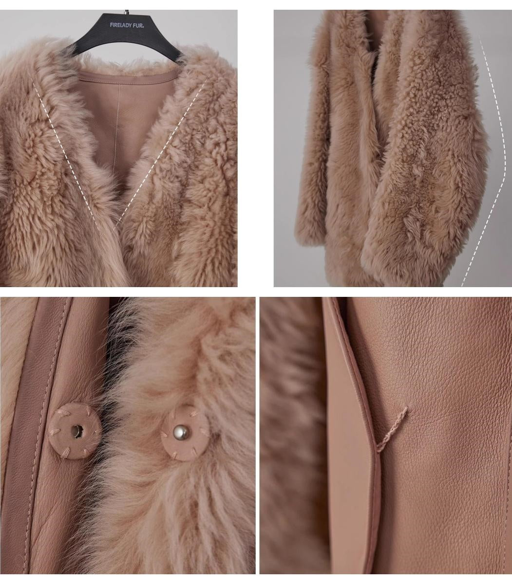 Peach Oolong Tuscan Sheepskin Coat