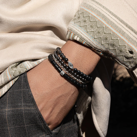 Grounded in Protection - Onyx Hematite Bracelet