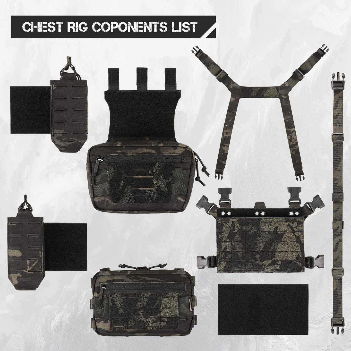 Votagoo Tactical Chest Rig,Molle Modular Micro Fight Chest Rigs Adjustable&Detachable with 5.56/7.62 Magazine Pouch