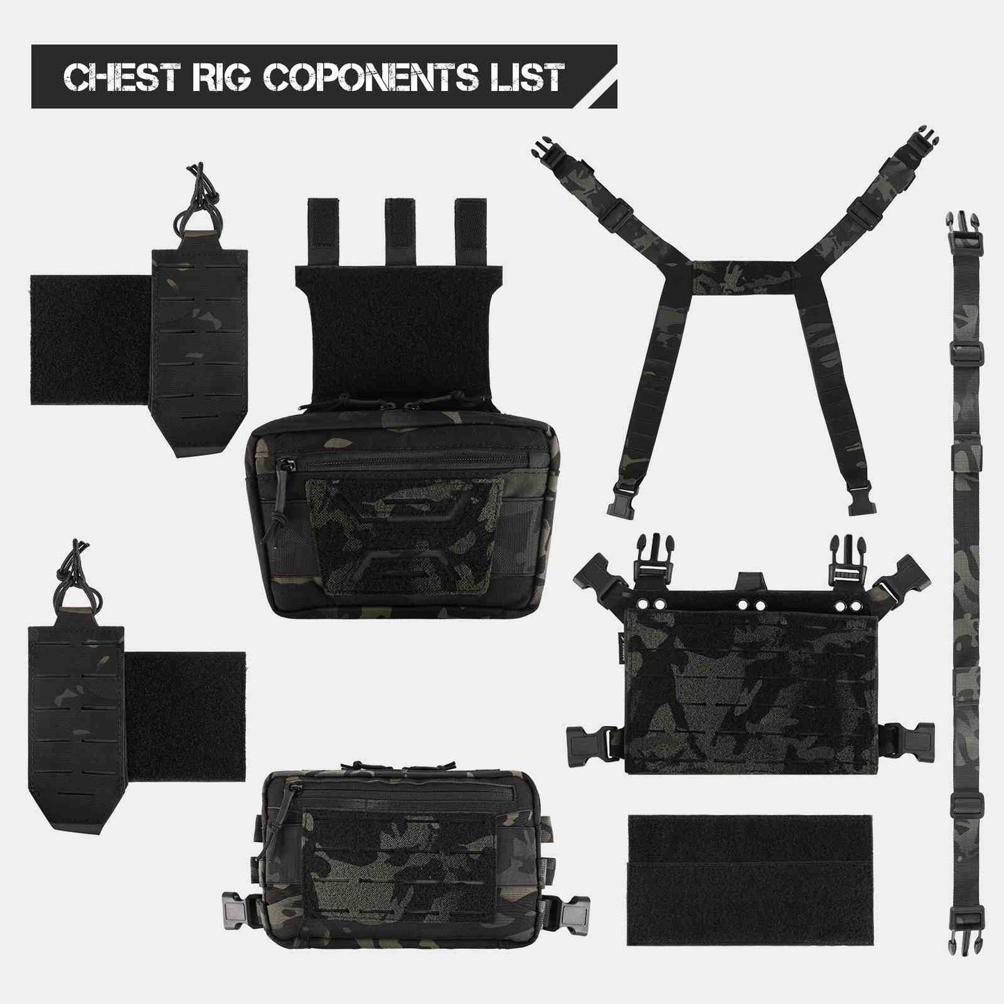 Votagoo Tactical Chest Rig,Molle Modular Micro Fight Chest Rigs Adjustable&Detachable with 5.56/7.62 Magazine Pouch