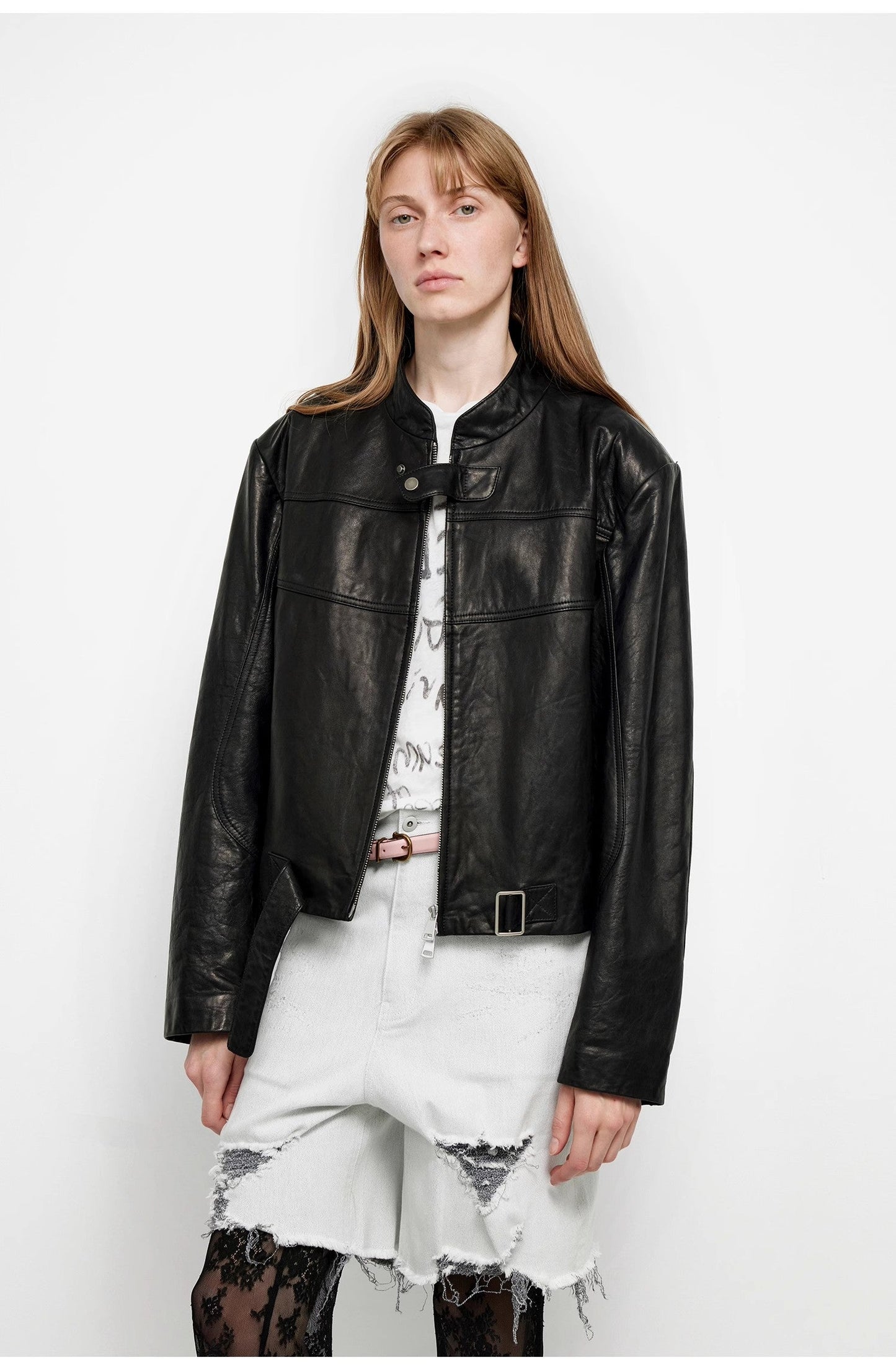 Caramel Mountain Retro Sheepskin Motorcycle Jacket