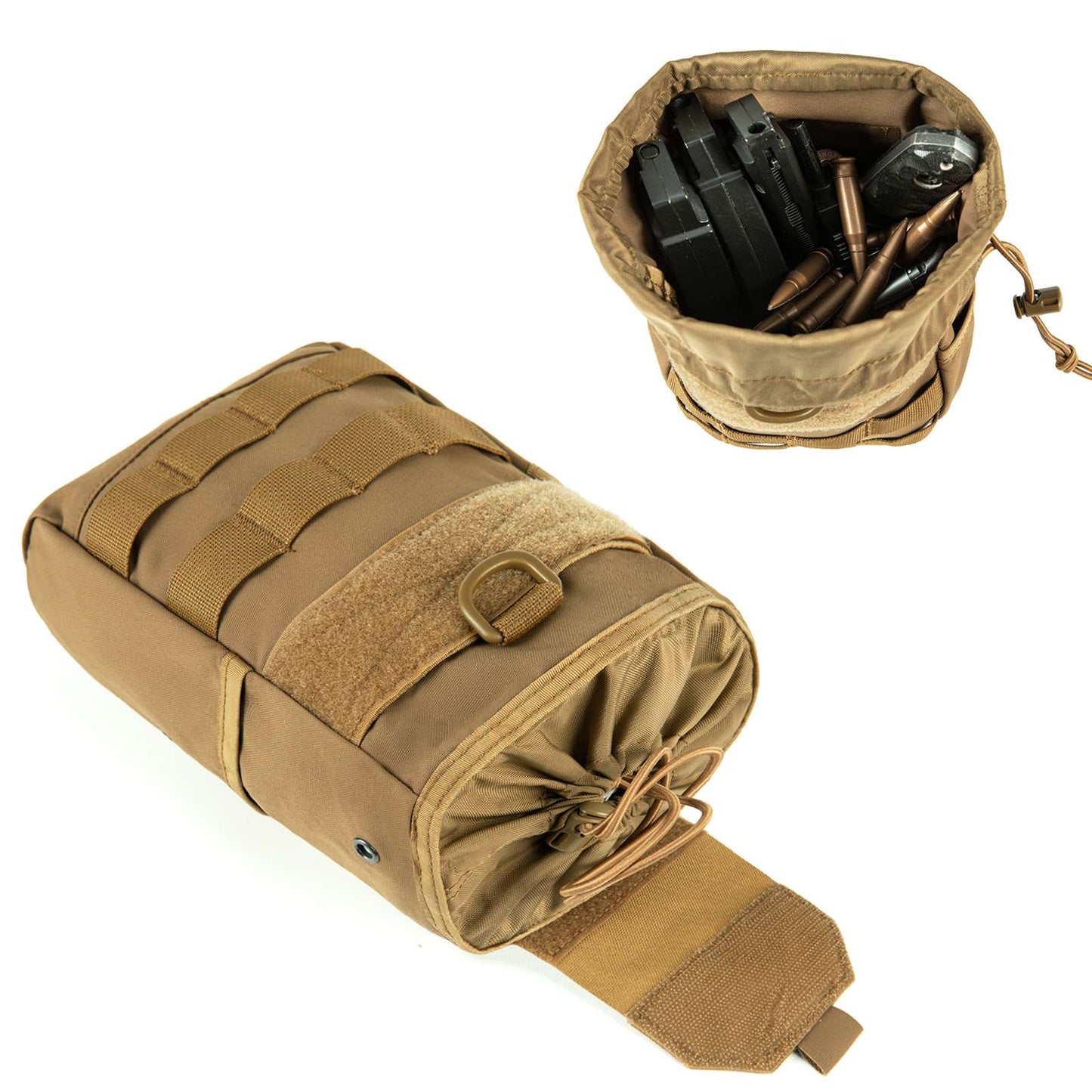 Tactical Dump Pouch Molle Storage Bag Tactical Waist Bag, Drawstring Folding Magazine Dump Bag
