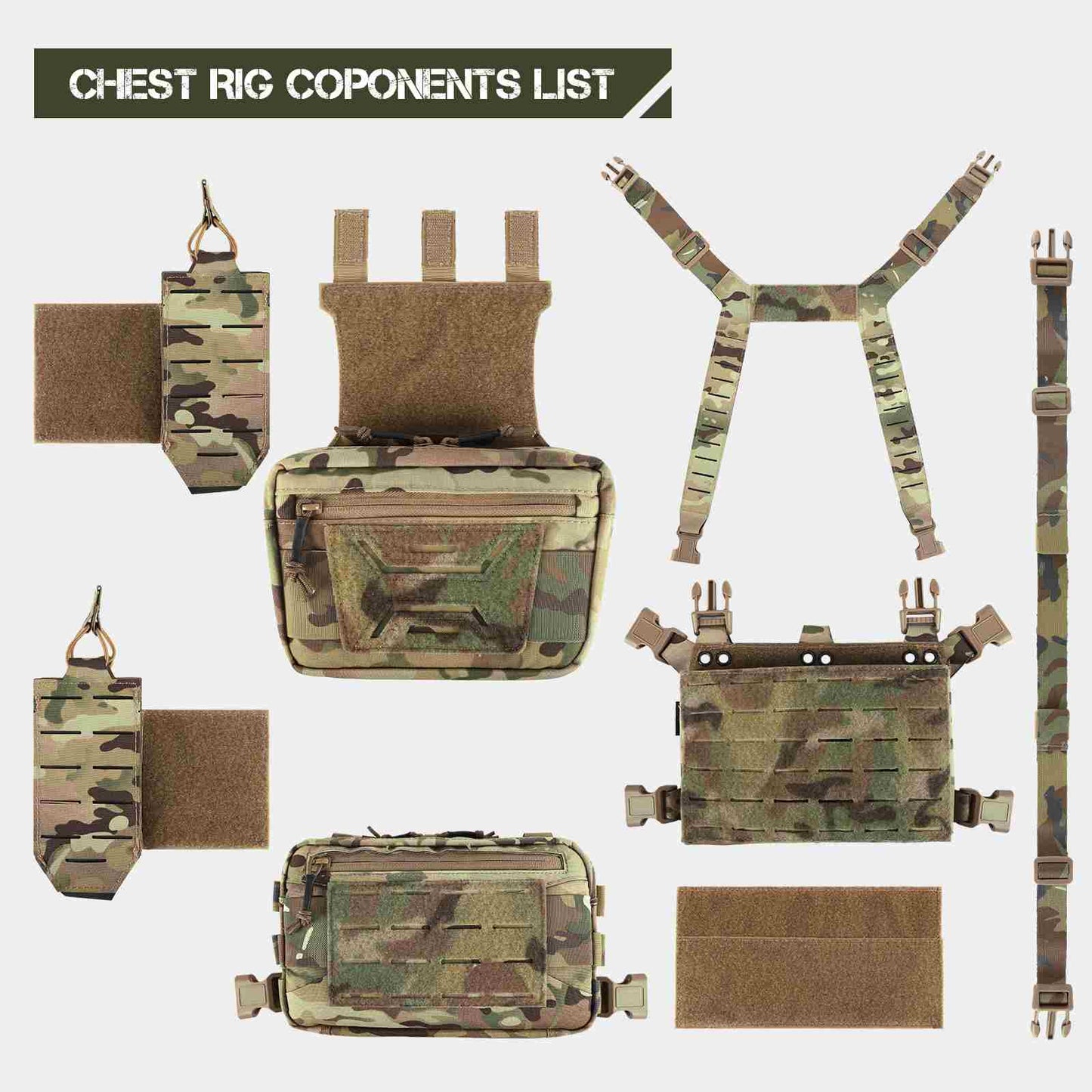 Votagoo Tactical Chest Rig,Molle Modular Micro Fight Chest Rigs Adjustable&Detachable with 5.56/7.62 Magazine Pouch