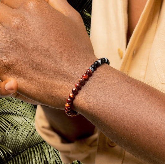 Spiritual Vitality - Onyx Red Tiger's Eye Bracelet