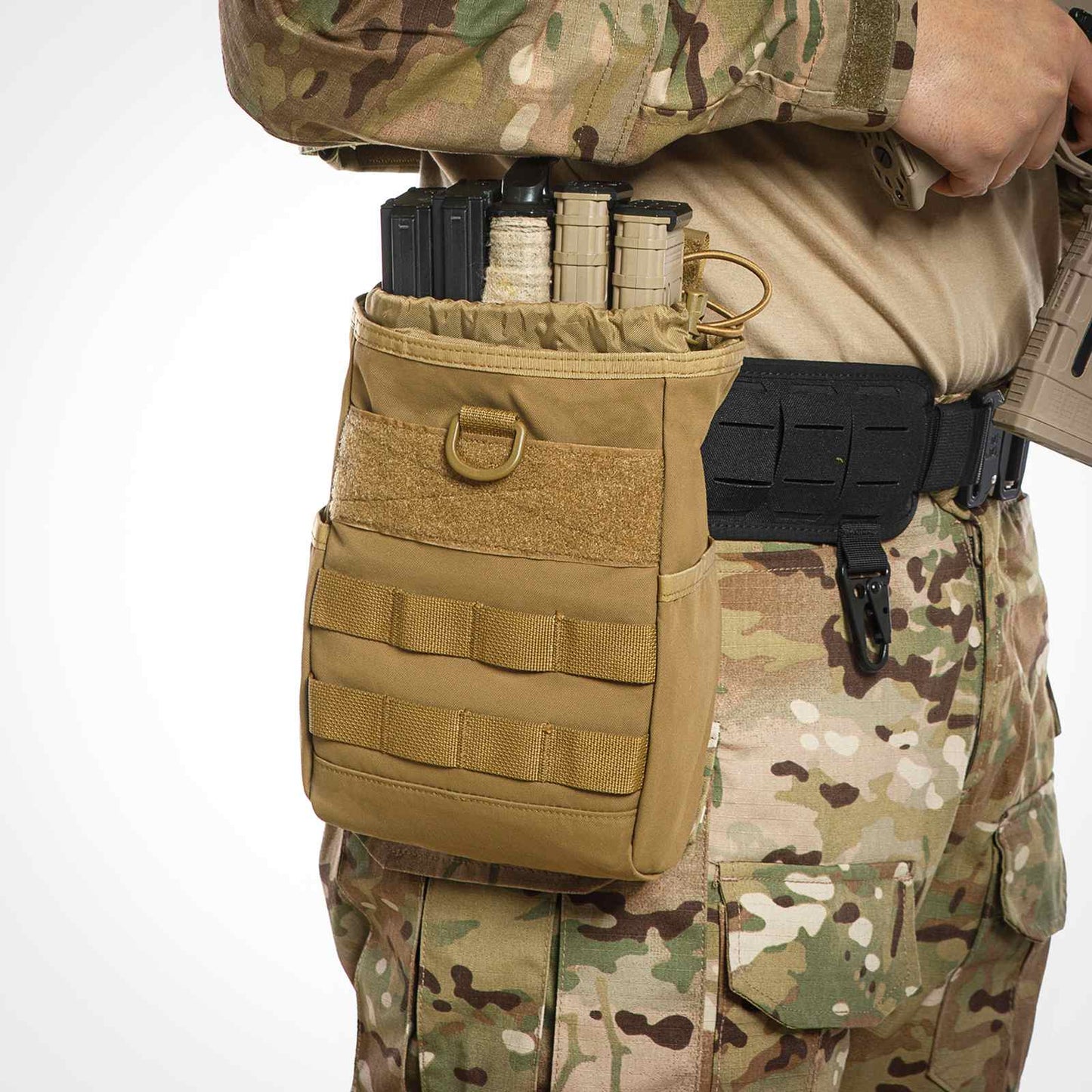 Tactical Dump Pouch Molle Storage Bag Tactical Waist Bag, Drawstring Folding Magazine Dump Bag