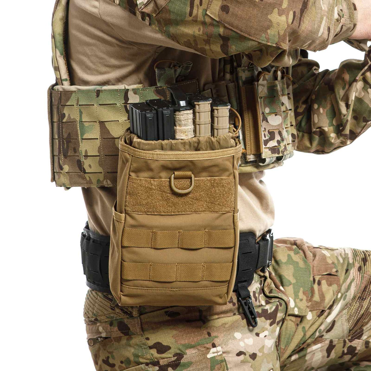 Tactical Dump Pouch Molle Storage Bag Tactical Waist Bag, Drawstring Folding Magazine Dump Bag