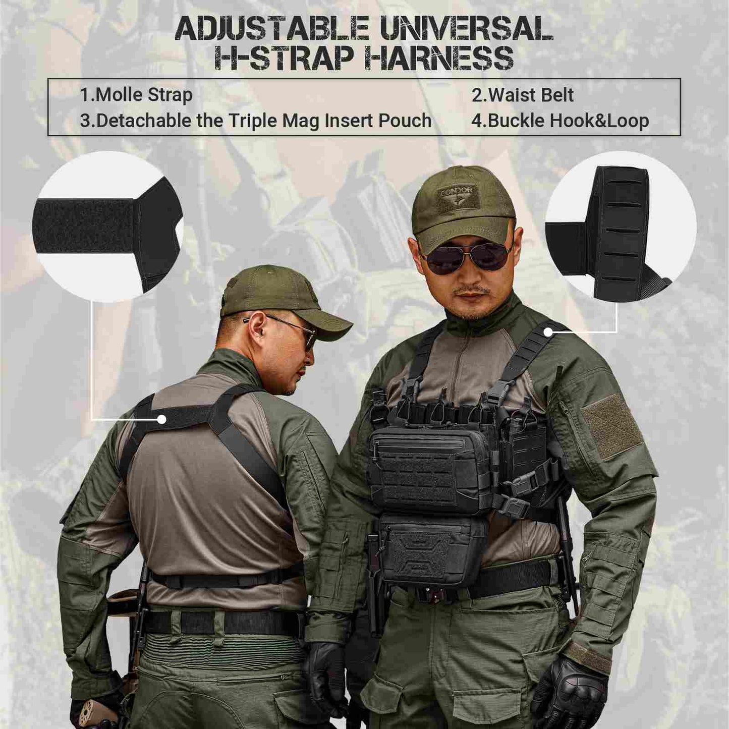 Votagoo Tactical Chest Rig,Molle Modular Micro Fight Chest Rigs Adjustable&Detachable with 5.56/7.62 Magazine Pouch