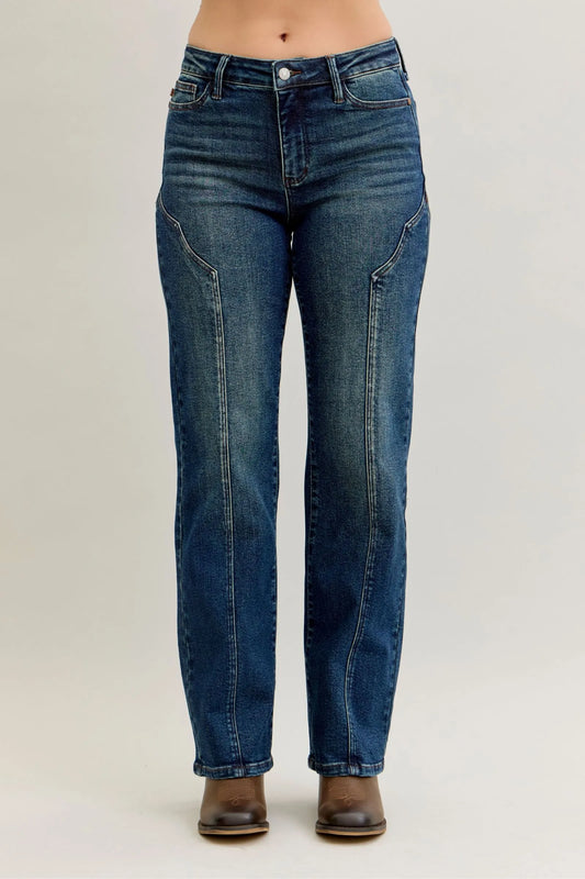 Judy Blue Full Size Seam Detail Straight Leg Jeans