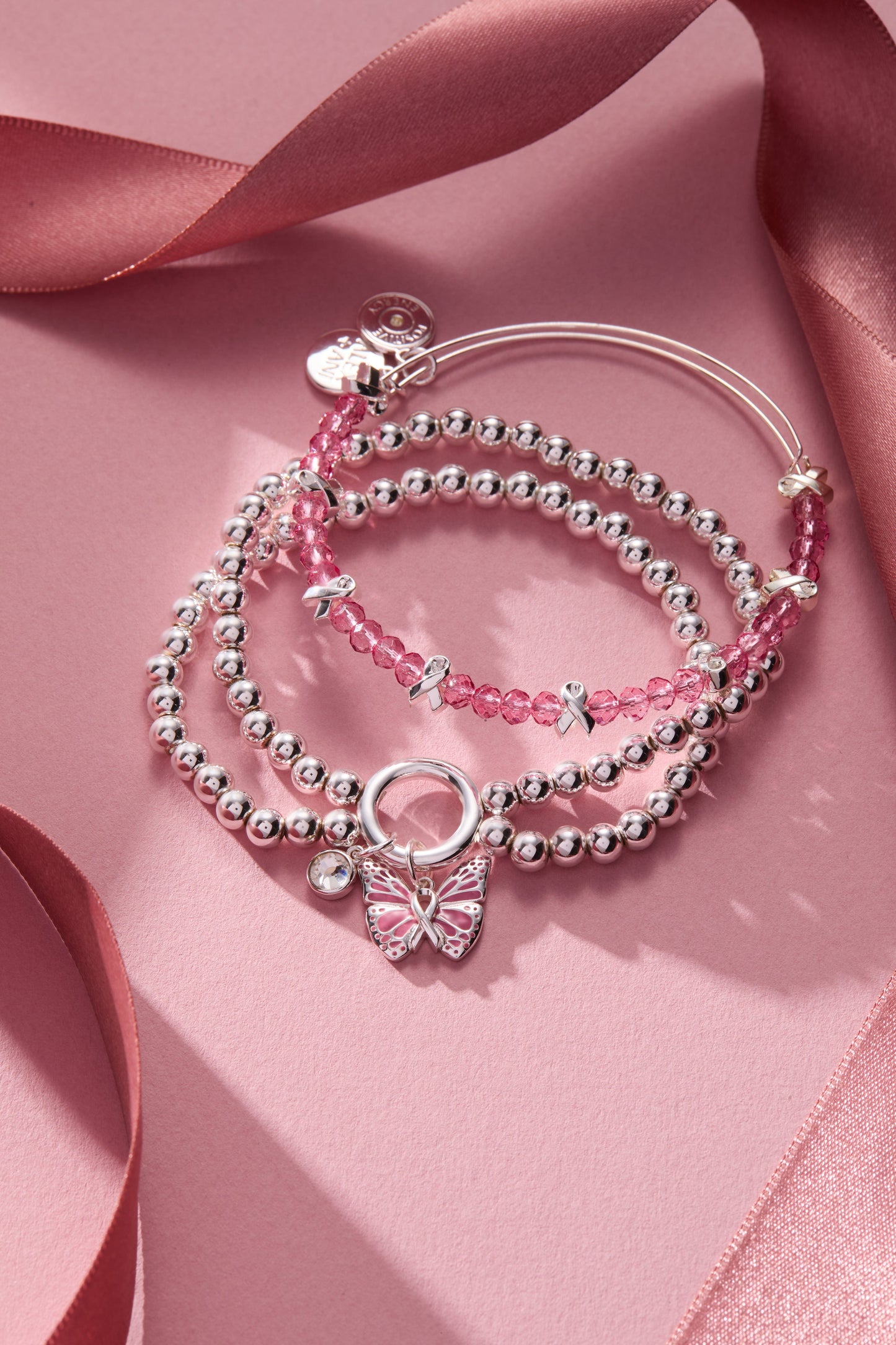 Breast Cancer Awareness Butterfly Stretch Bracelet