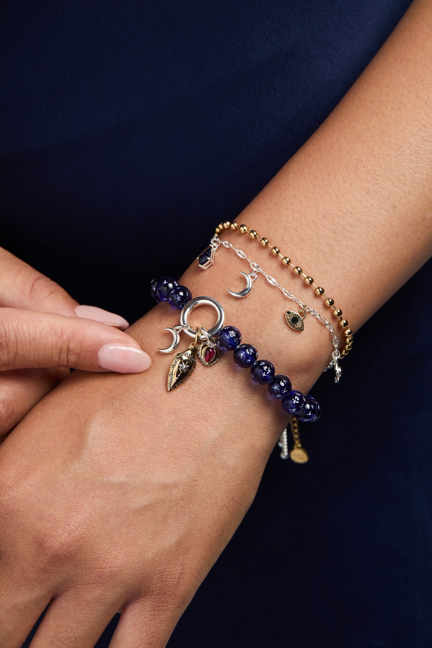 Moon Magic Beaded Charm Bolo Bracelet