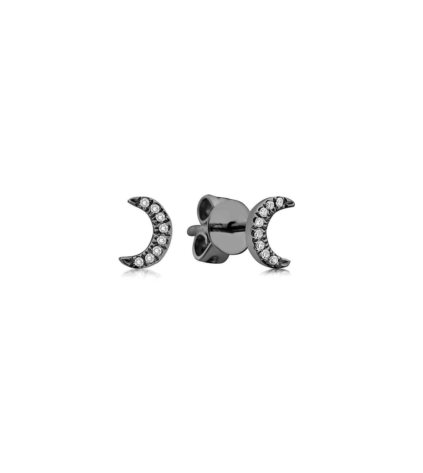 Diamond Moon Stud Earring