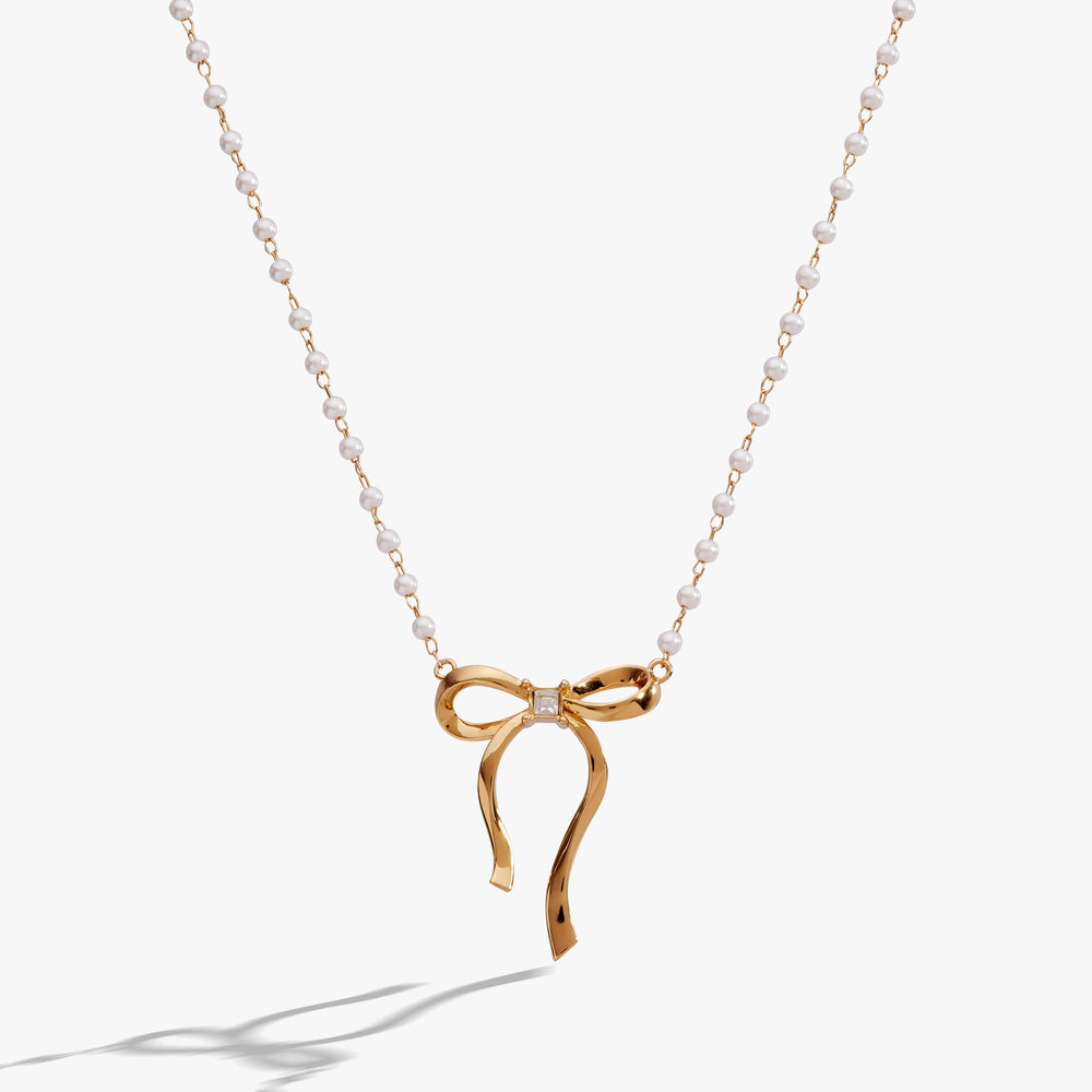 Bow Pearl Coquette Necklace