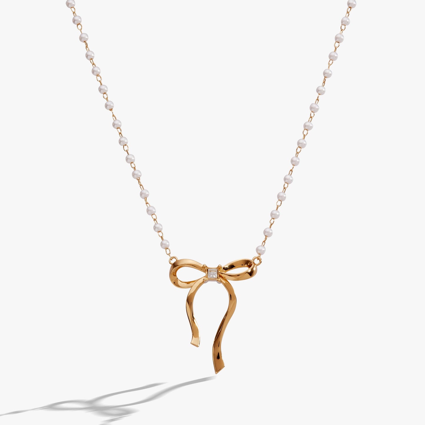 Bow Pearl Coquette Necklace