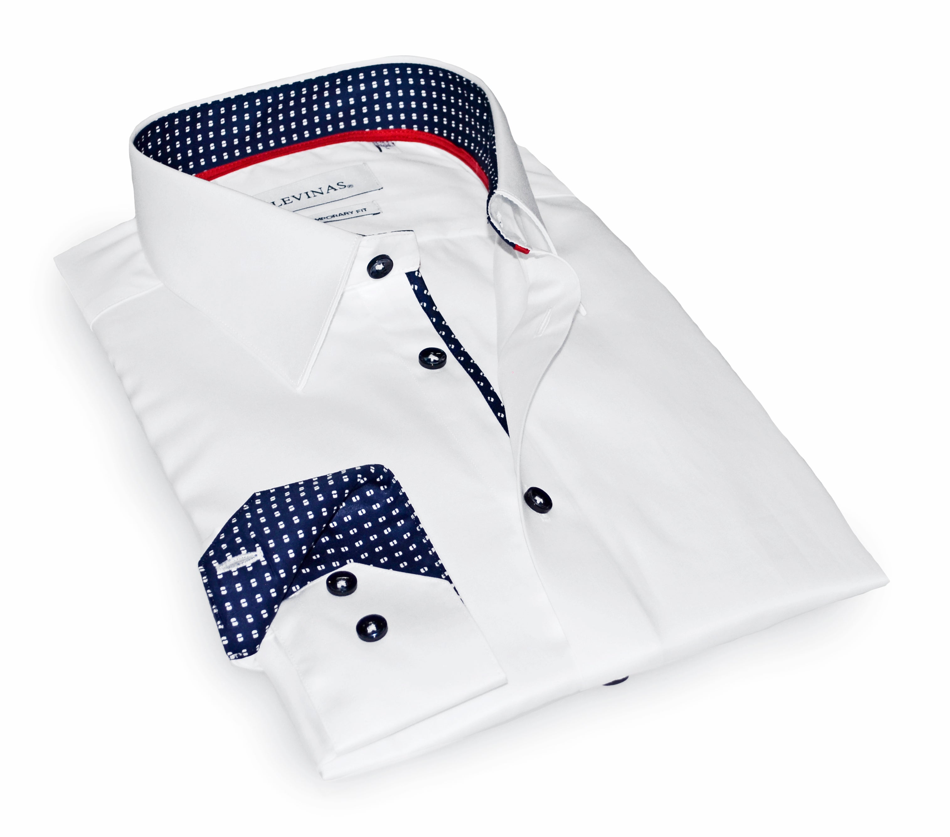 Jonas Button-Up Shirt With Contrast Details // White // Contemporary Fit (Regular)- final sale